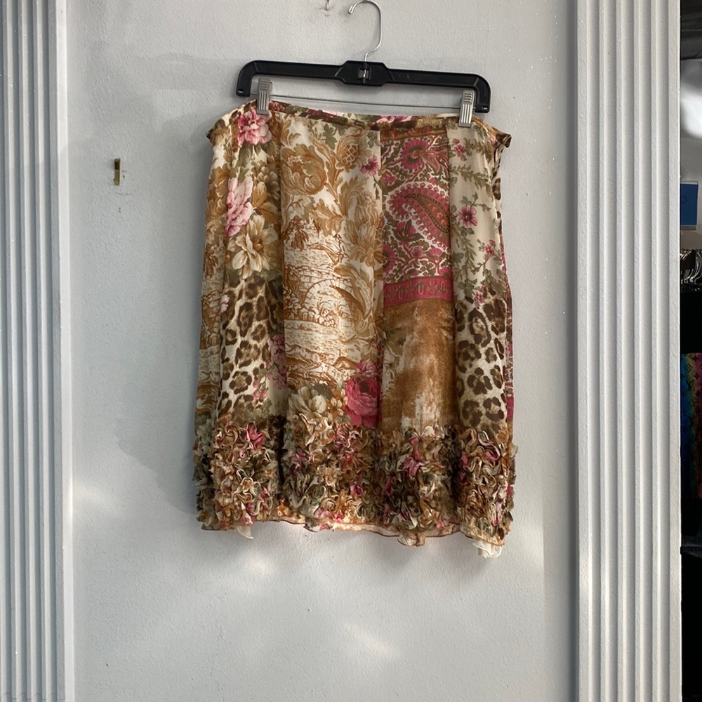 M Siamo Floral Patchwork Plus Size Mini Skirt